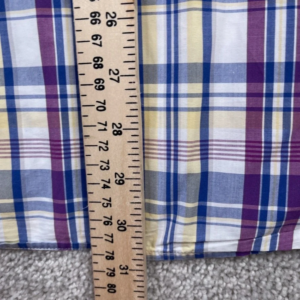 Banana Republic Shirt Mens Large Purple Plaid Soft‎ Wash Button Up Business